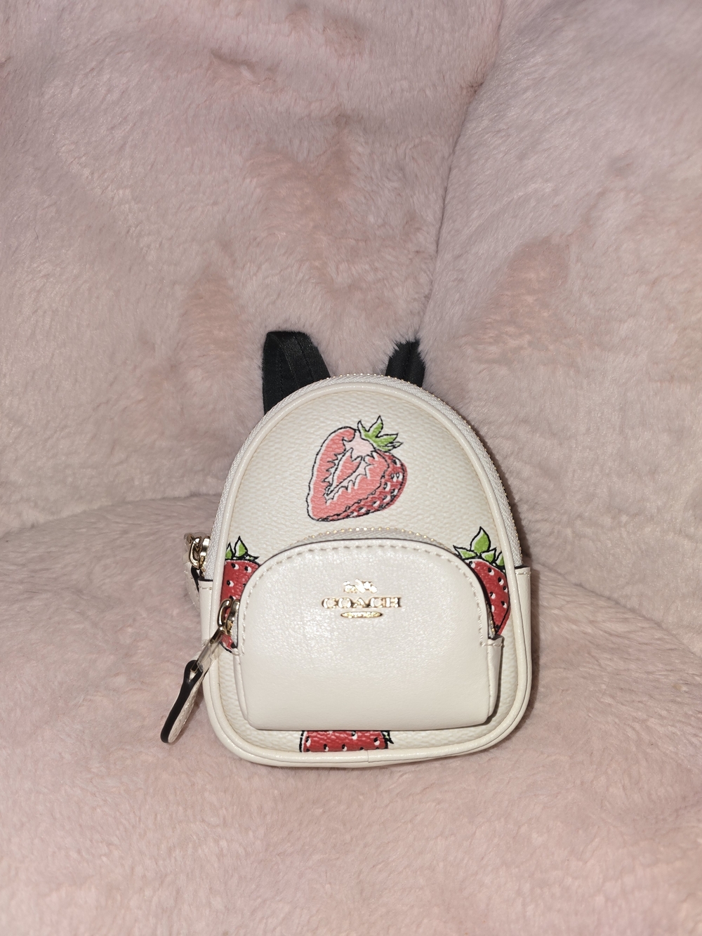 Coach Cream Mini Backpack with Strawberry Motif